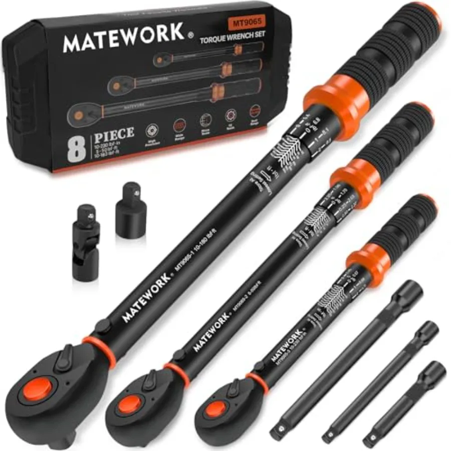 

Bike, Moto, Car Repair and Maintenance: Chrome-Plated Steel Torque Wrench Set, Black Silver, Upgraded 72-Tooth Dual Scale with
