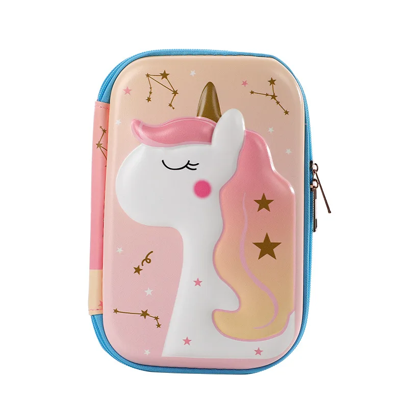 Pink Unicorn 3D Embossing Pencil Cases Relief EVA Stationery Box Korean School Supplies Girl Pen Pouch Holder Bag Ruler Storage