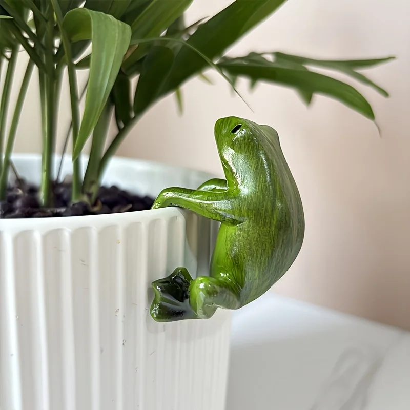 Cartoon Frog Resin Pot Hanger Creative Animal Garden Ornament Bonsai Planter Decor Patio Yard Potted Plant Decoration