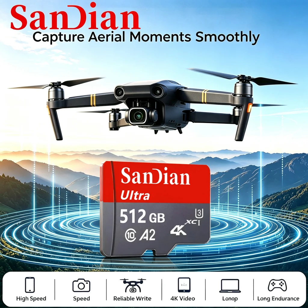 Memory Card 128GB 512GB 64GB 256GB TF Cards Micro TF SD Card SD Cards U3 for Laptop/PC/Desktop/Speaker/MP3 Player/Recorder