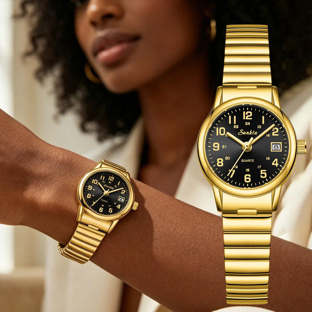 

SUNKTA Women Watch Luxury Brand Business Gold Stainless Steel Ladies Fashion Quartz Watches Female Clock Bracelet Wristwatch