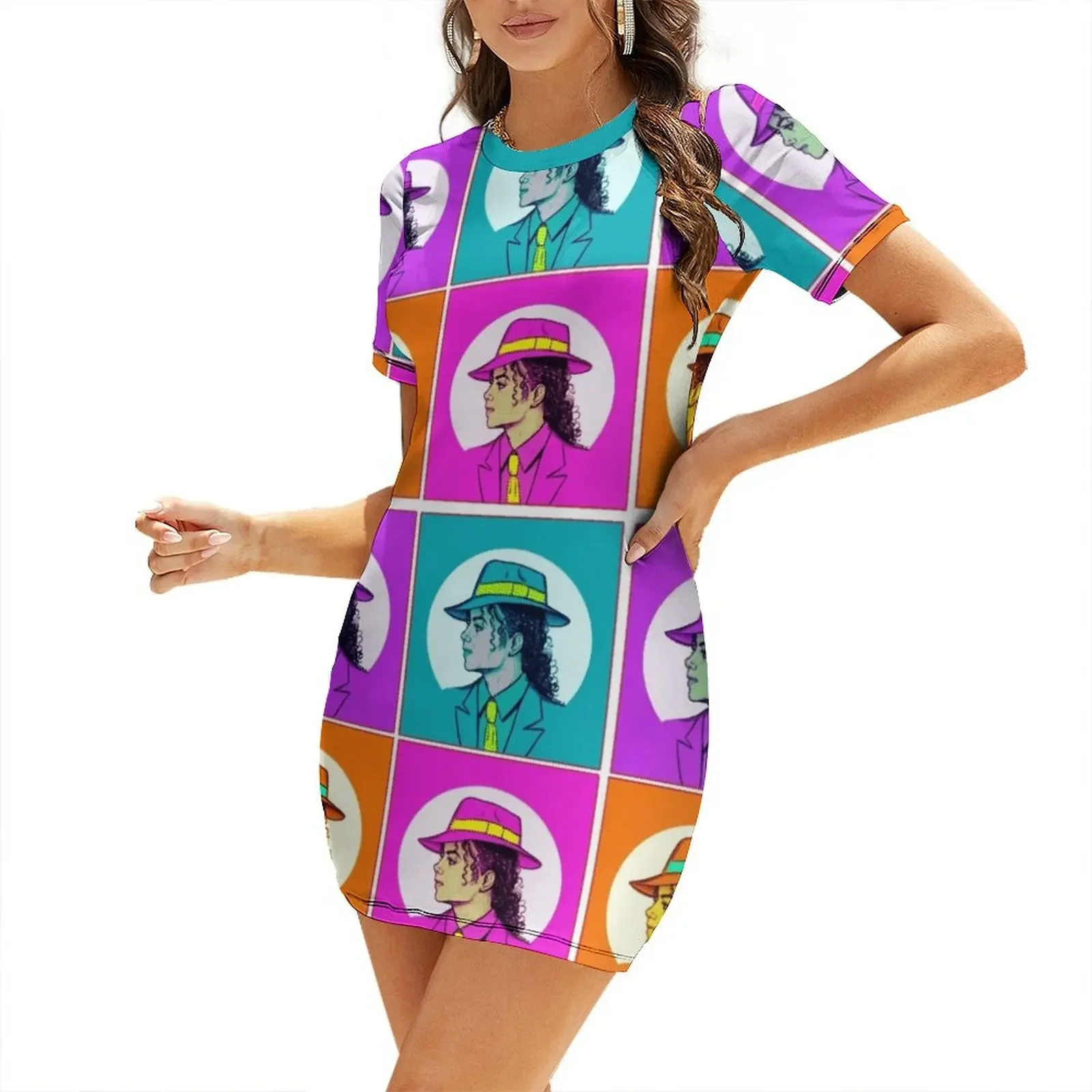 

Colour POP! Short-Sleeved Dress party dress women elegant luxury wedding dresses for woman summer clothes