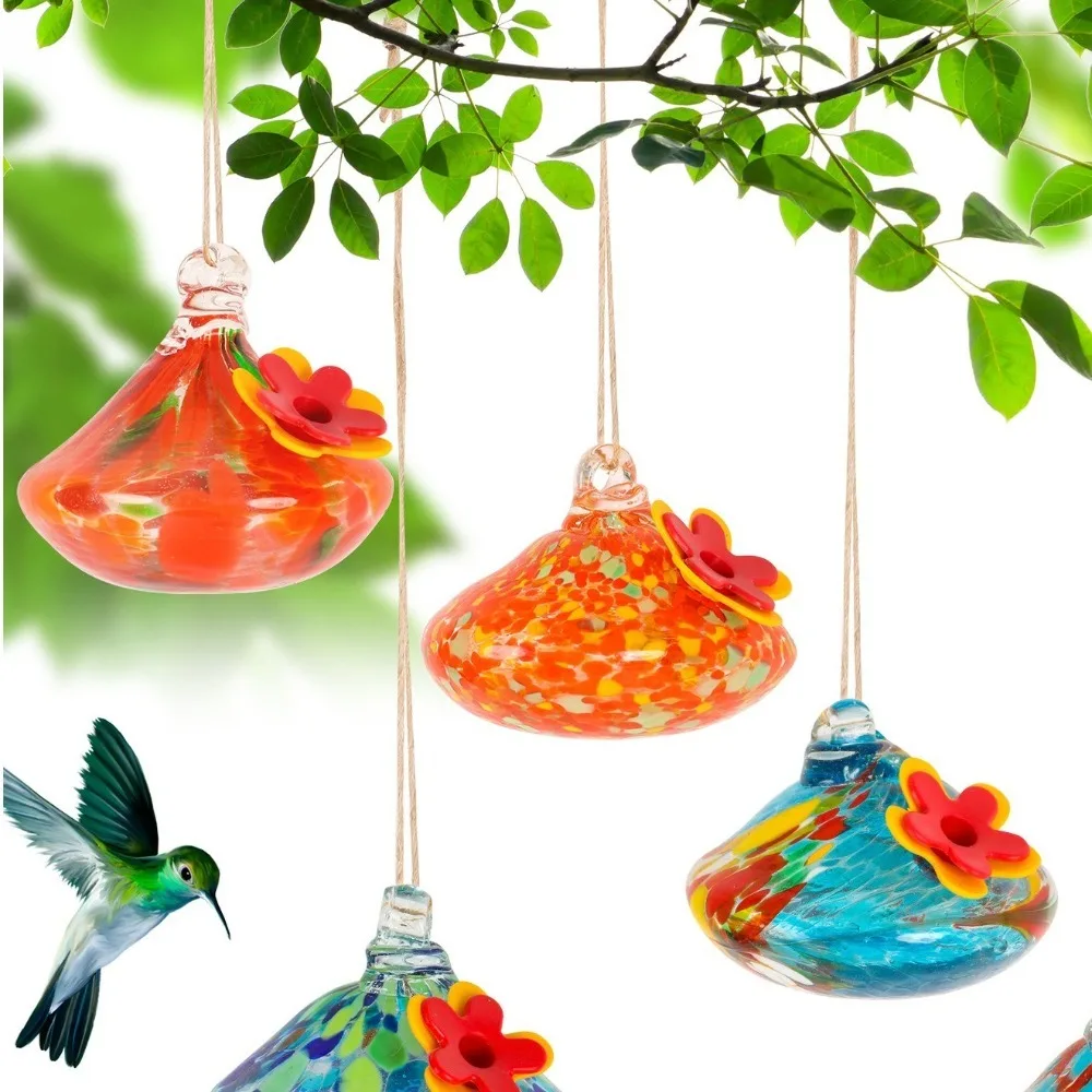Comedero creativo de colibrí en forma de gota, bola de cristal colgante para pájaros, alimentador automático, práctico contenedor de agua para jardín y patio
