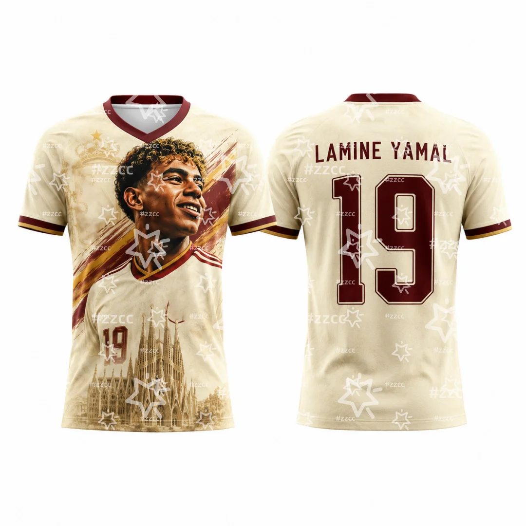 Image of 2026 Lamine Yamal Nr. 19 Spanien Fußballtrikot Schnelltrocknend Atmungsaktives Fußballshirt Unisex Erwachsene Kinder Sommer Herren Damen T-Shirt