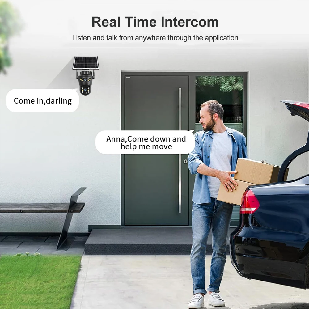 LS VISION 8MP 4G Solar Camera Dual Lens 2-Screens WiFi PTZ Auto Tracking Waterproof Panoramic Surveillance Camera with Battery view 6