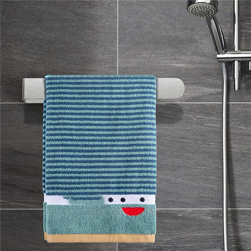 Soporte para toallas de mano de ABDJ-2X, barra para toallas de mano, barra para toallas de baño autoadhesiva en la pared, acero inoxidable cepillado, plata, B