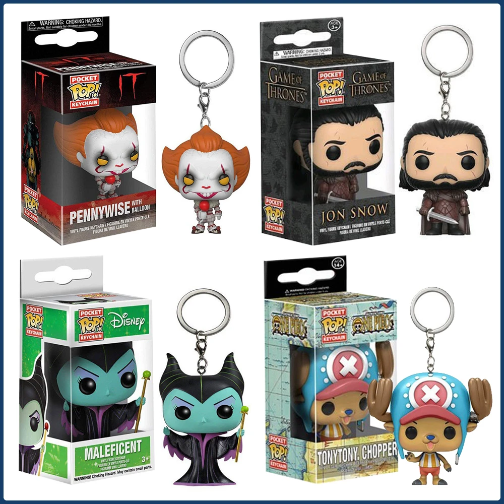 Funko POP Keychains Anime Movies Multiple IP Styles Pennywise Luffy Maleficent Jon Snow Backpack Keychain Pendant Kid Xmas Gift