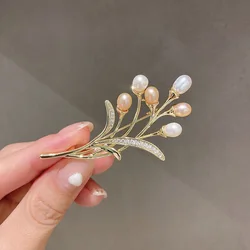 100% Natural Freshwater Pearl 14K Gold Filled Trendy Flower Ladies Brooch Jewelry For Women All Match Accessories