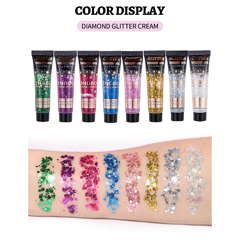 レーザースパンコールジェルフェイスボディグリッターアイシャドウジェルスパンコールナイトクラブボディローションステージメイク防水きらめく口紅
