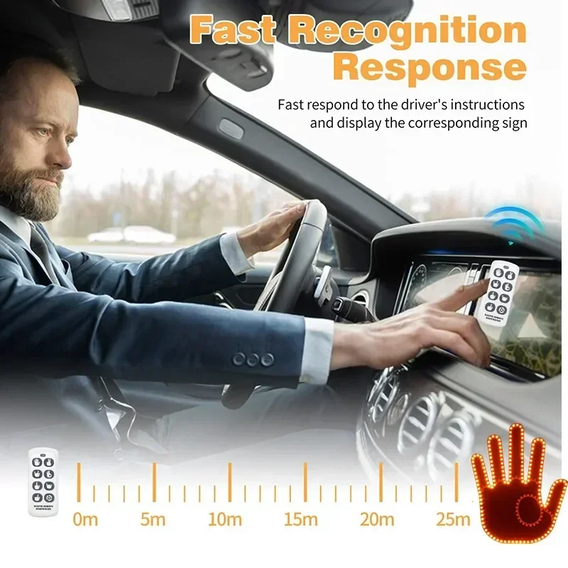 Funny Car Finger Light with Remote Gesture LED Funny Back Window Sign Car Middle Finger Car Light