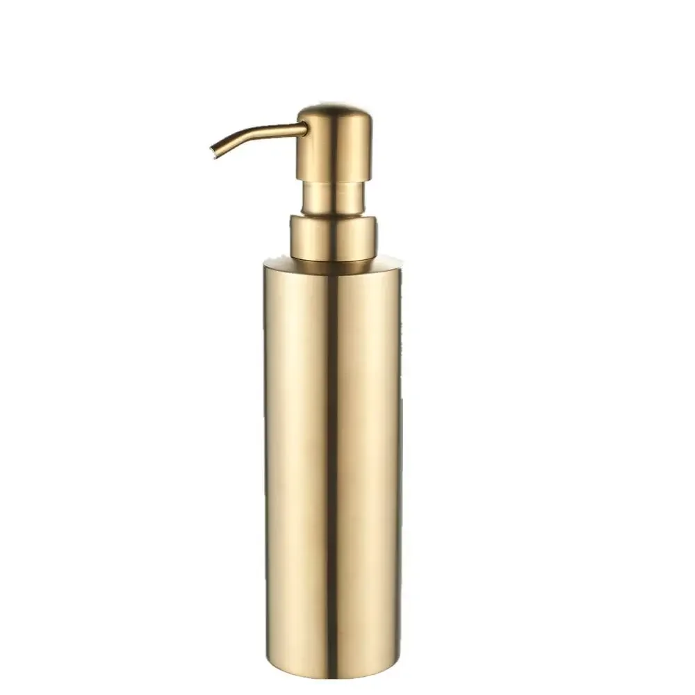 Brushed Gold Soap Dispenser Stand Stainless Steel Refillable liquid  dispenser bottle for bathroom Vanity countertop