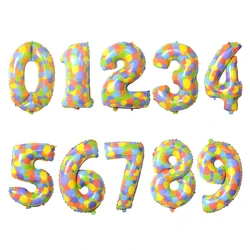 New 32-inch Digital Rainbow Gradient Dot Macaroon Decorative Digital Aluminum Balloon Wholesale