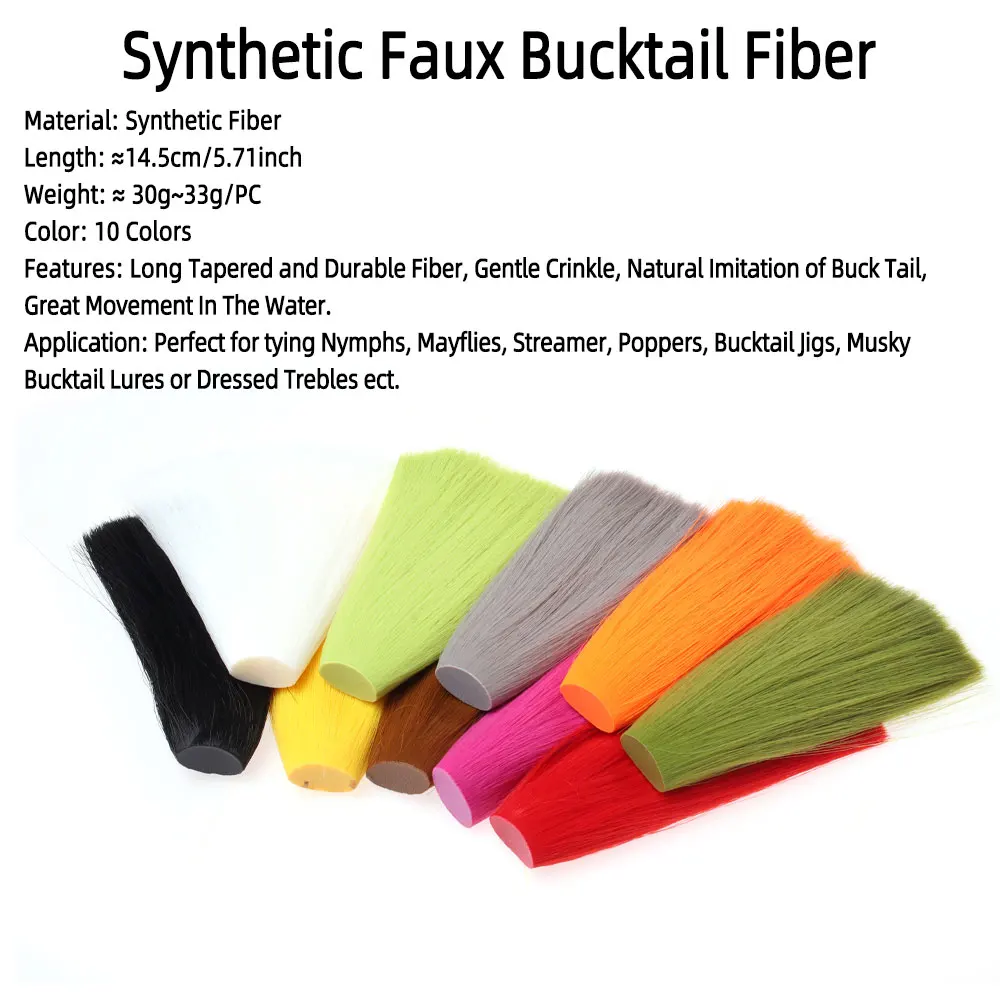 1PC Synthetic Faux Bucktail Fiber Fly Tying Material For Nymphs Mayflys Streamers Jig Lures Saltwater Fishing Lures