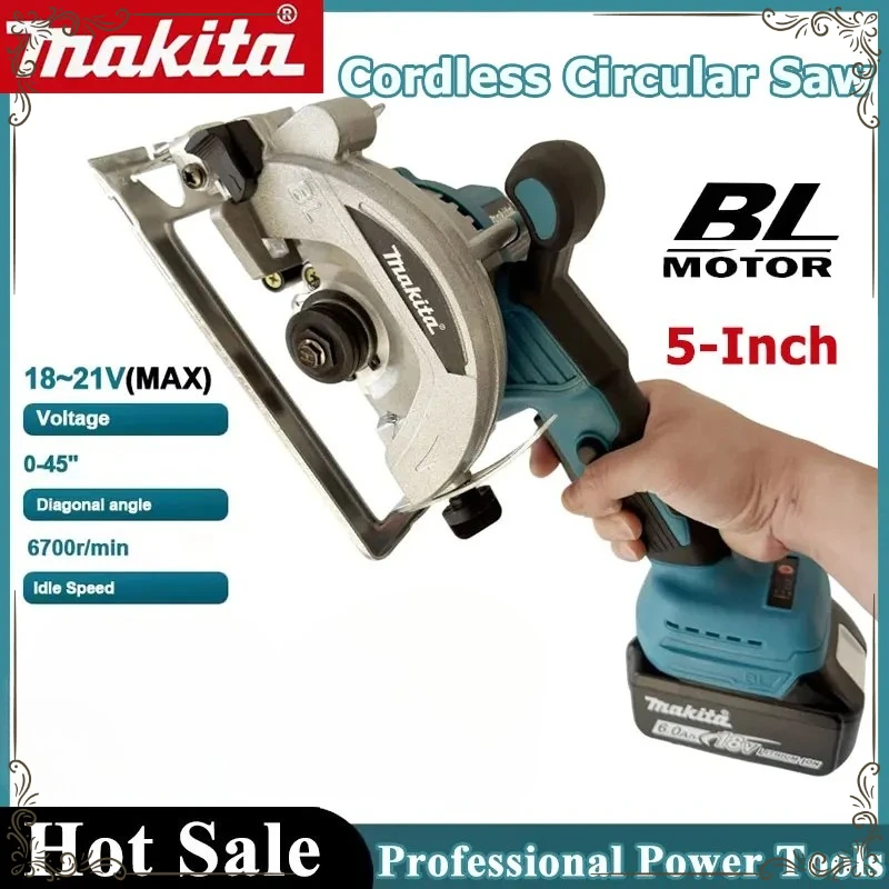 

Бесщеточная электрическая циркулярная пила Makita 5 дюймов для аккумуляторных батарей Makita, беспроводная ручная многофункциональная пила для резки дерева и металла, электроинструмент