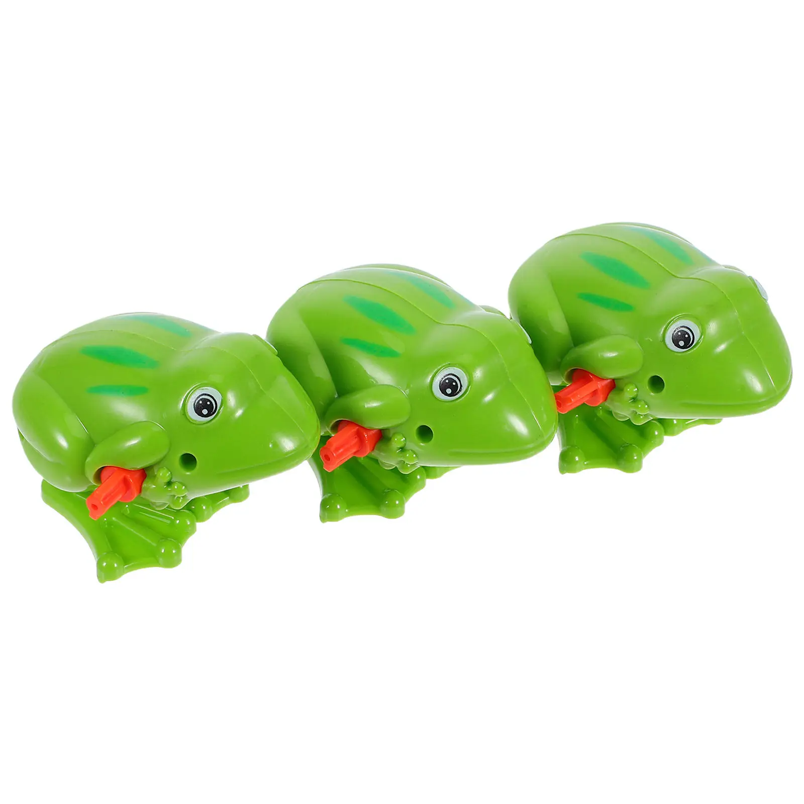 3Pcs Clockwork Frog Bouncy Children Gift Plastic Tactile Skills Cognition Imagination Green Clockwork Spring Frog