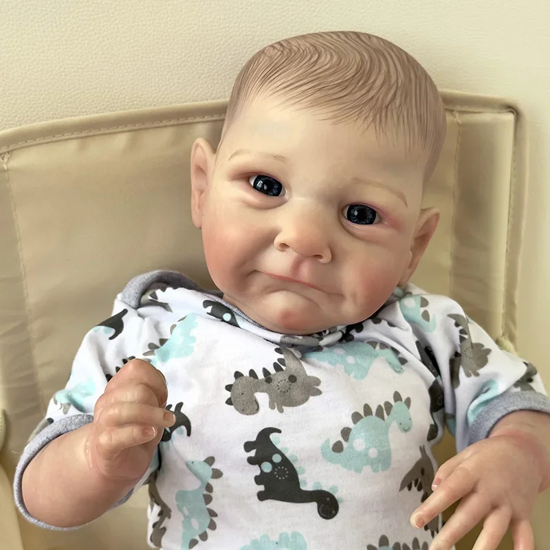 49cm Reborn Doll Boy Little Dinosaur  Real Looking Baby Dolls Hand-draw Painted Hair Lifelike 3D Skin Venis High Quaity for Kids