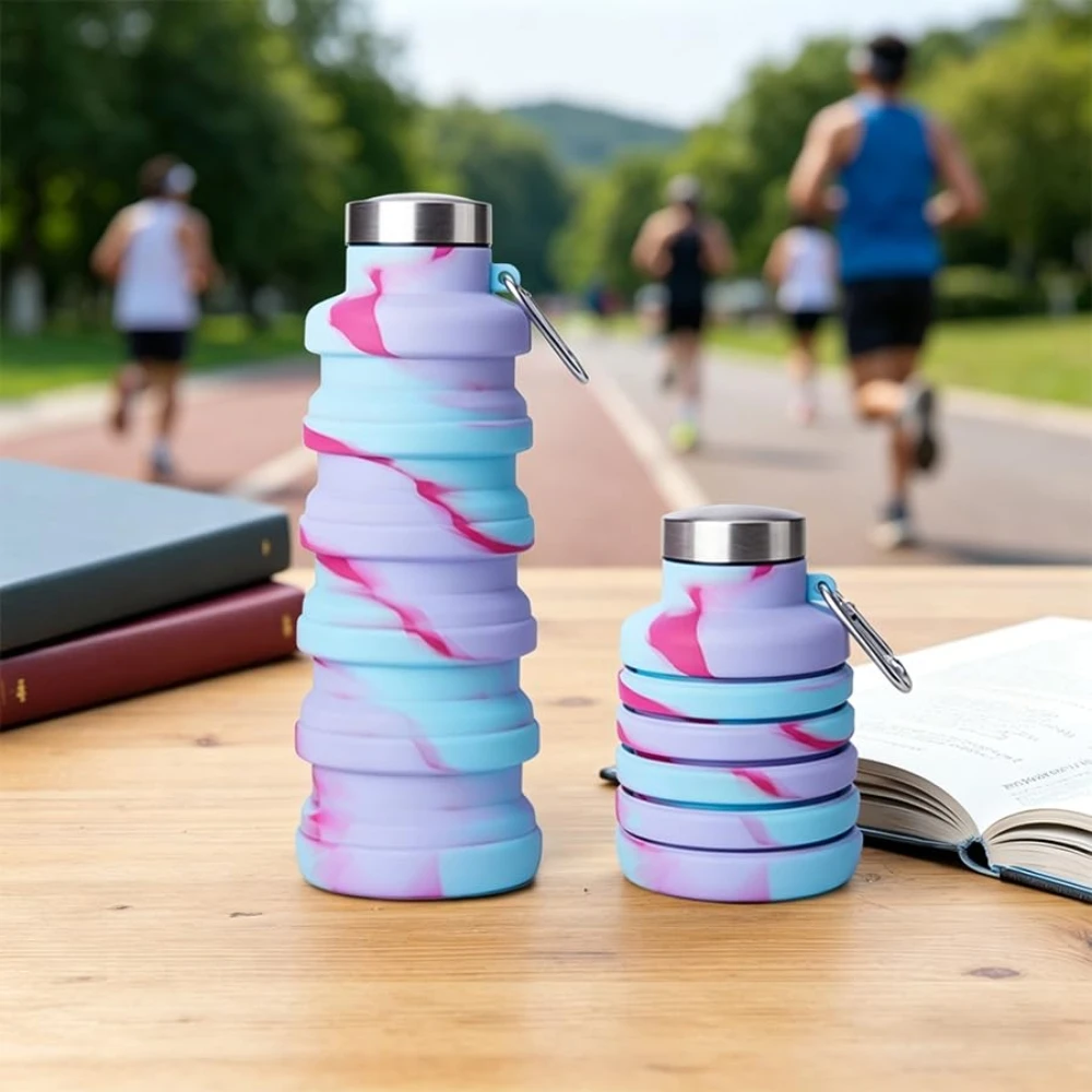 New Portable Bottle Sports BPA Free Leak Proof Reusable Retractable/Foldable Sports Bottle for Travel Gym Camping Hiking Outdoor