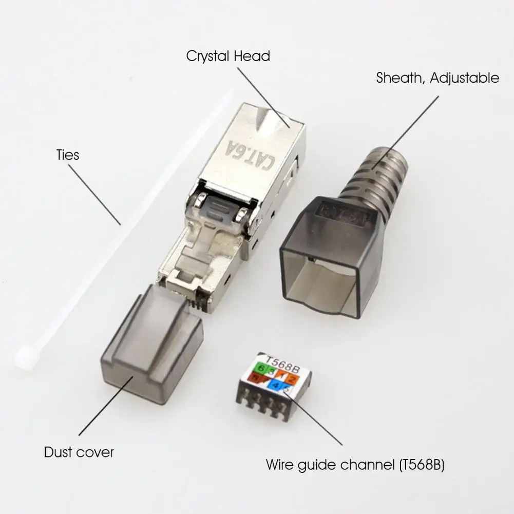 1 Set Shielded Crystal Connector Strong Anti-interference Metal Signal Transfer Shielded Crystal Heads for Office