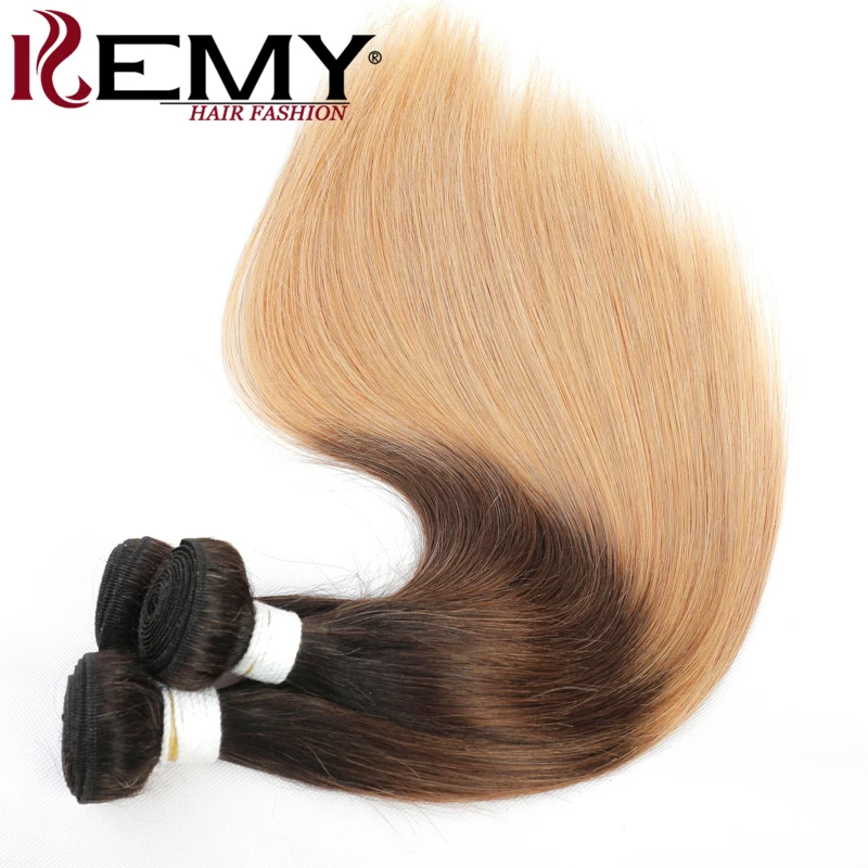 Tissage en Lot Brésilien Remy Naturel Lisse de Couleur Blond Ombré, 3 Tons, 1B/4/27, Offre, 3/4