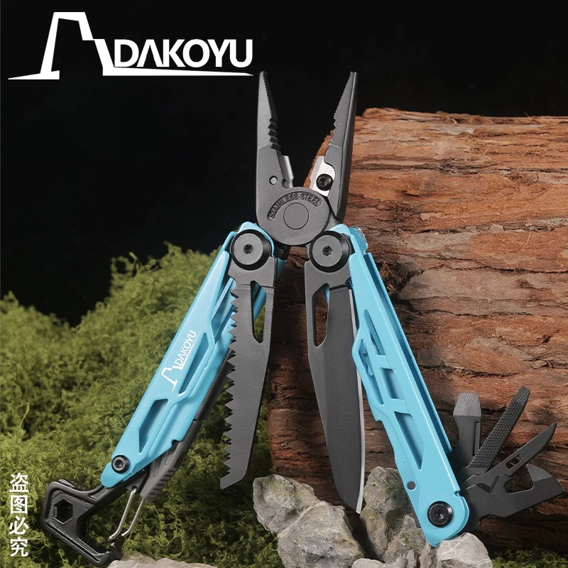 DAKOYU-Alicate multifuncional dobrável para ferramentas, ferramenta combinada, EDC Outdoor Equipment, Azul, 23 em 1