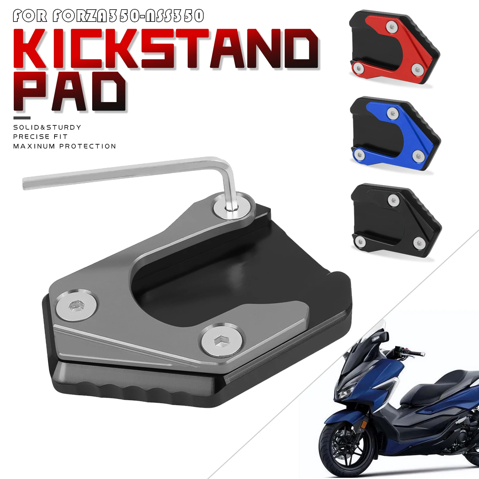 Motorcycle CNC Kickstand Extension Plate For Honda FORZA350 Forza 350 NSS350 NSS 350 Foot Side Stand Enlarger Pad