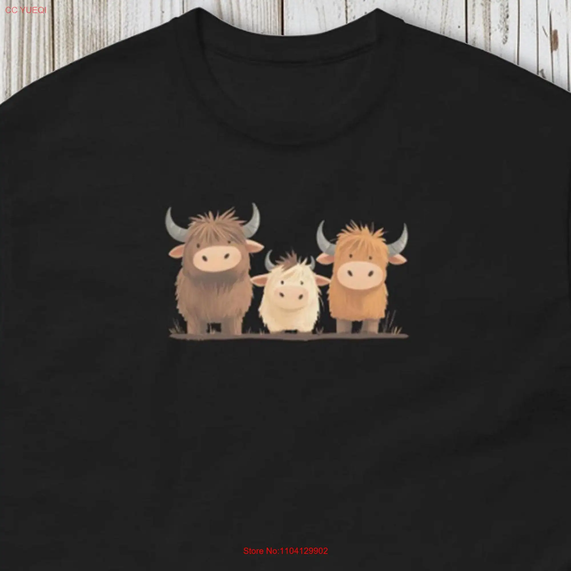 Highland Cow T Shirt Cute Western Crewneck Top s Trending long or short sleeves