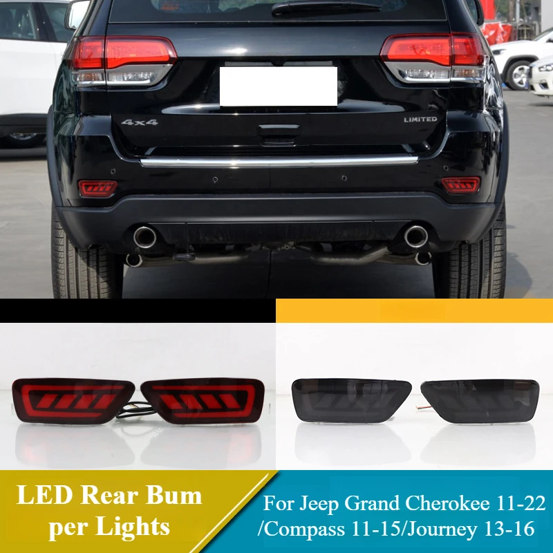 1 Pair Car LED Rear Bumper Lights Brake Light w/ Dynamic Turn Signals For Jeep Grand Cherokee 11-22/Compass 11-15/Journey 13-16