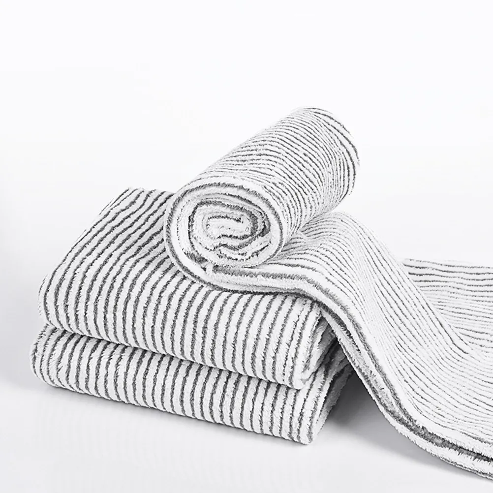 Bamboo Carbon Hair Cap Superfine Fiber Fast Drying Towel Black White Stripe Absorbent Wrap for Shower Bathroom Travel
