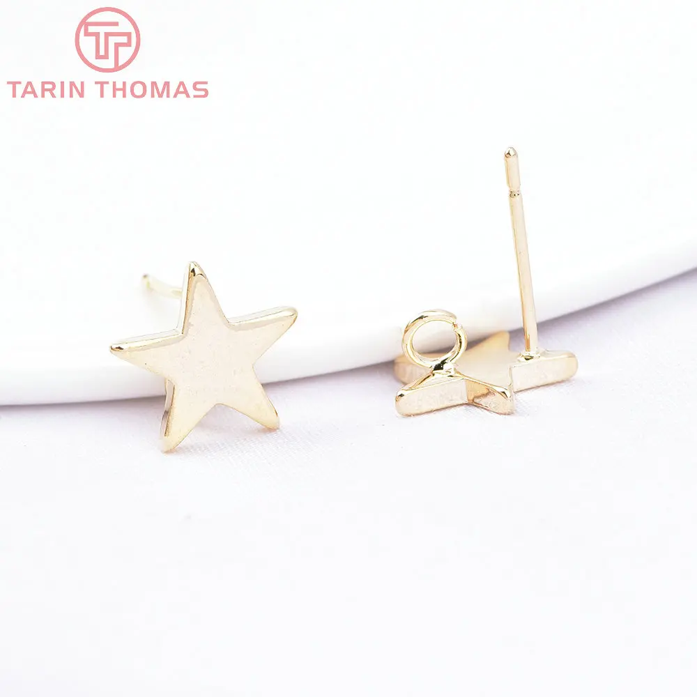 (3704)12PCS 24K Gold Color Plated Brass Shaped Stud Earrings for Jewerly Making Diy Jewelry Findings Accessories wholesale