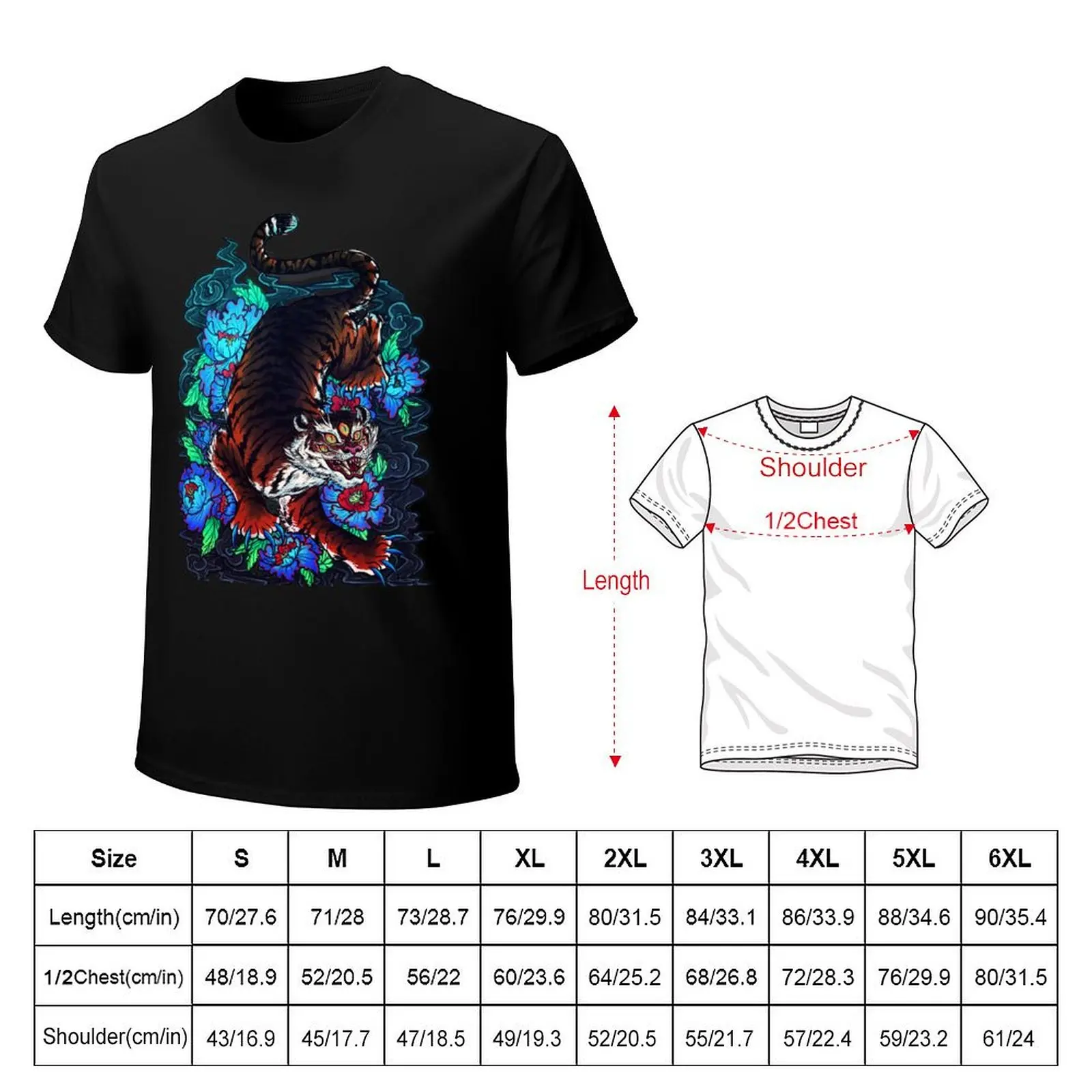 IREZUMI TRIQUETRUS: Tiger King Ashura T-Shirt Plus Size All Match Tee Shirt