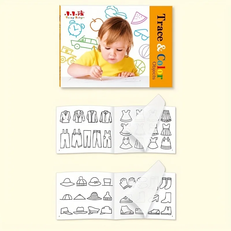 26cm*18.5cm CHILDREN\'S Large Page Coloring Book Baby Drawing Color Learning Stick Drawing Book Animal Fruit Flower