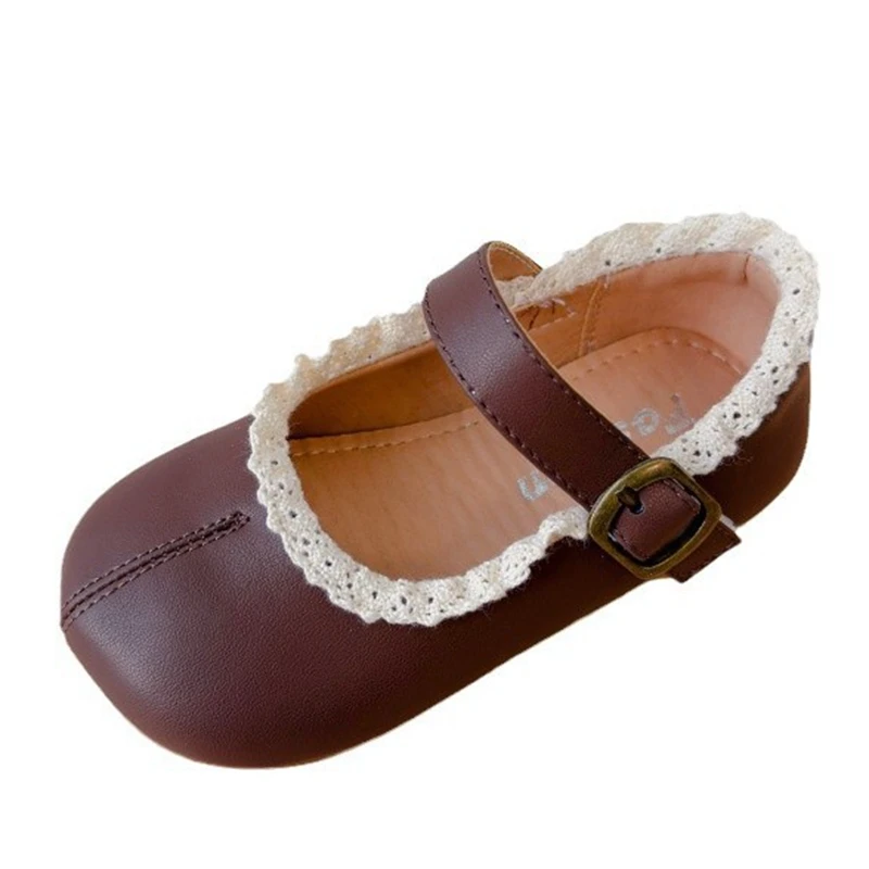 High Quality flats shoes with cute ruffles for toddler girls solid wide toe spring autumn dress shoes for kids women baby walker