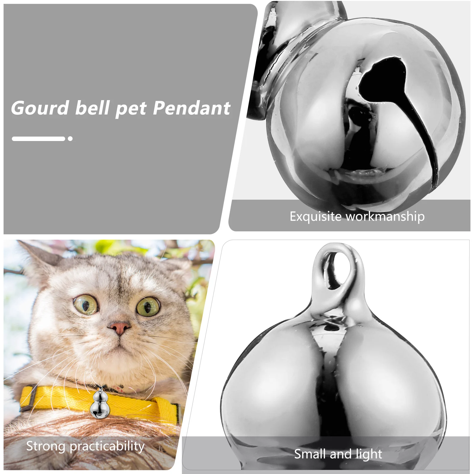 

5Pcs Pet Bells Gourd Shape Small Lightweight Clear Sound for Dog Cat Collar Christmas Tree Decoration Pet Training