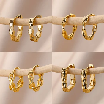 Elegant Round Earrings for Women Girls Luxury Stainless Steel Hoop Earrings Vintage…