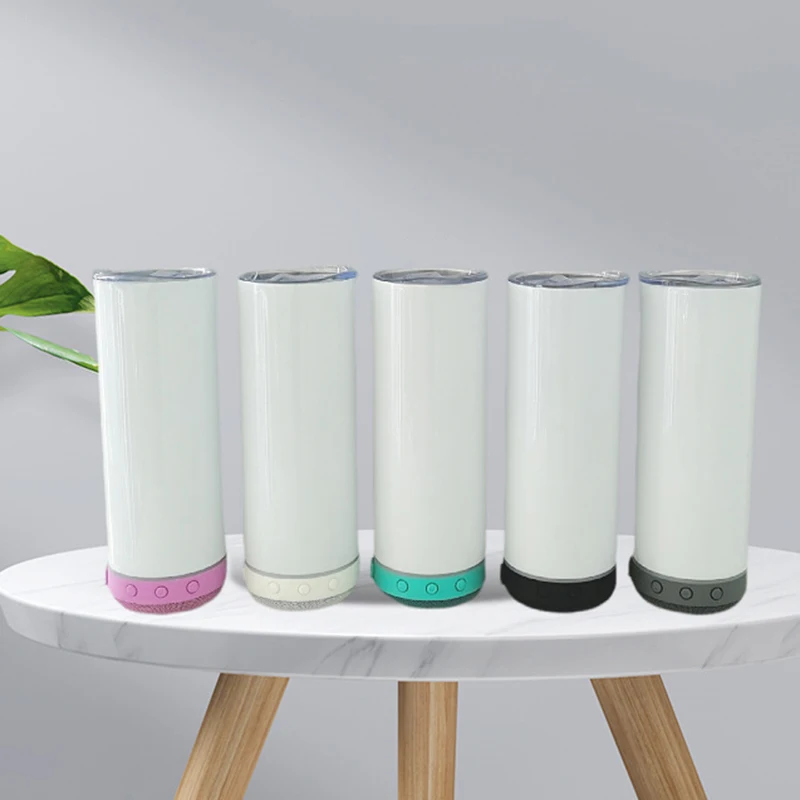 

Sublimation Blank Tumbler Water Bottle With Wireless Audio System Stainless Steel Straight Cup Digital Wireless Music Speaker