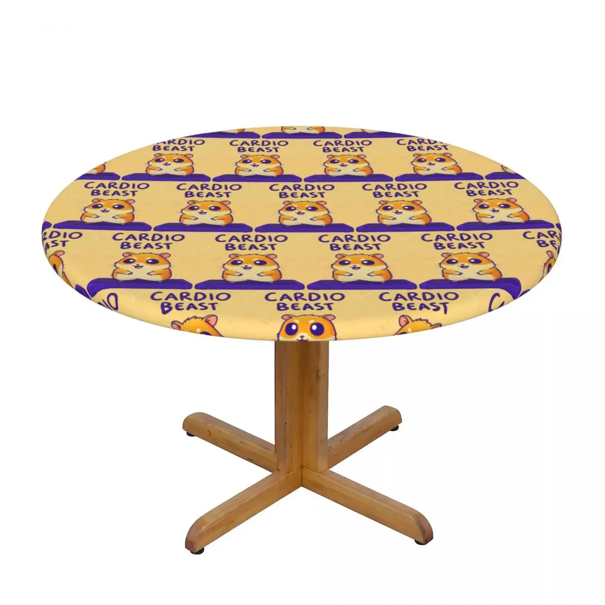 Cardio Beast Hamster Workout Sticker Waterproof Round Tablecloth Oilproof Table Cloth for Kitchen Events Dining Table Cover