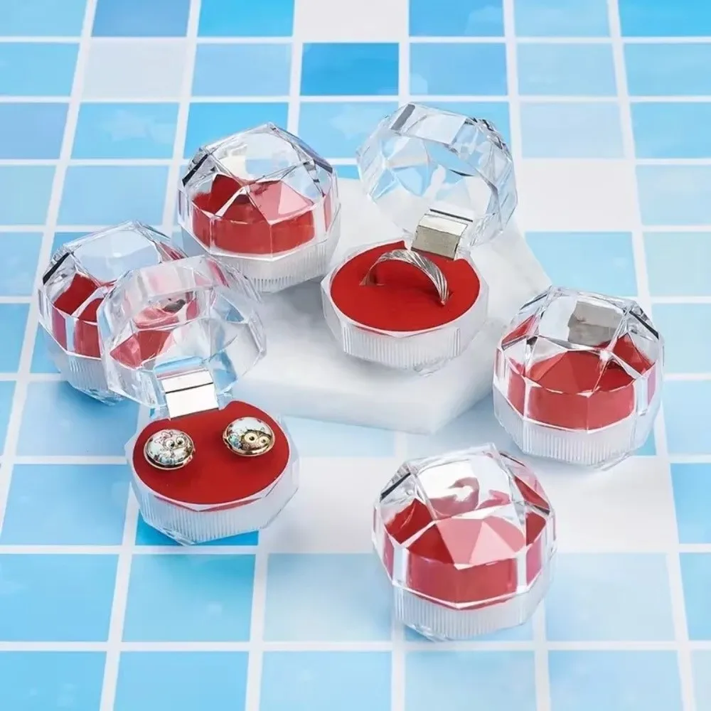 Transparent Crystal Jewelry Display Box Clear Design Compact Size Jewelry Storage Box 1pcs Pack Gift Packaging Ring Display Box