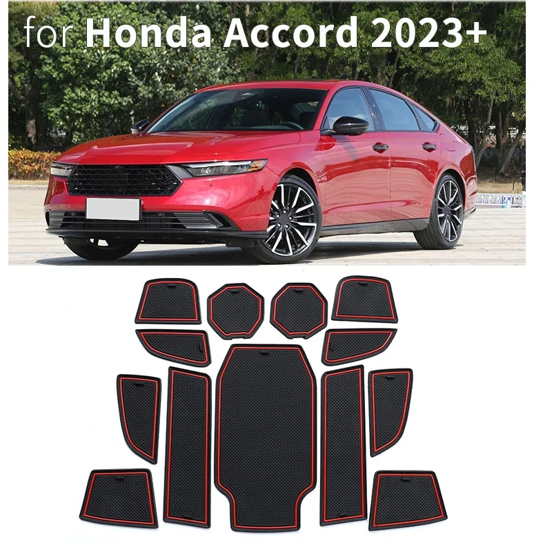 

13PCS Anti-Slip Rubber Door Groove Gate Slot Mat Pad for Honda Accord Sedan 2023-2024 Accessories Mats