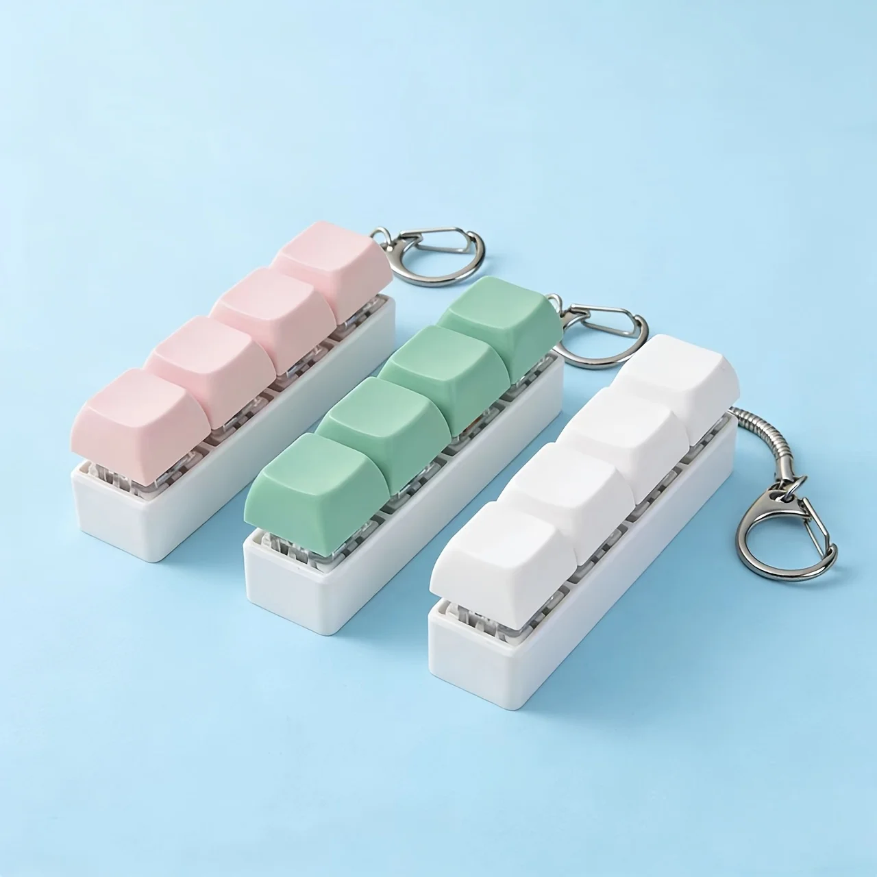3‑Pack 4‑Key Silent Fidget Keychain, Creative Press Fidget Toy Key Chain for Adults, Anxiety Relief Stress Relief Keyring Orname