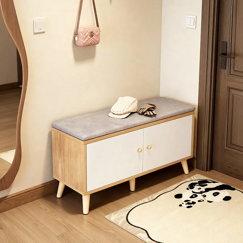 

Log wind shoe change stool door household storage can sit shoe cabinet stool integrated door with cabinet door shoe rack