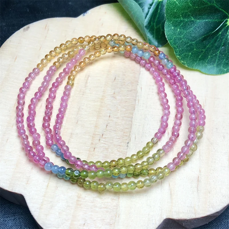 2MM Natural Tourmaline Bracelet Women Charm Simple Circle Strand Bangles Yoga Energy Wrist Jewelry 1PCS