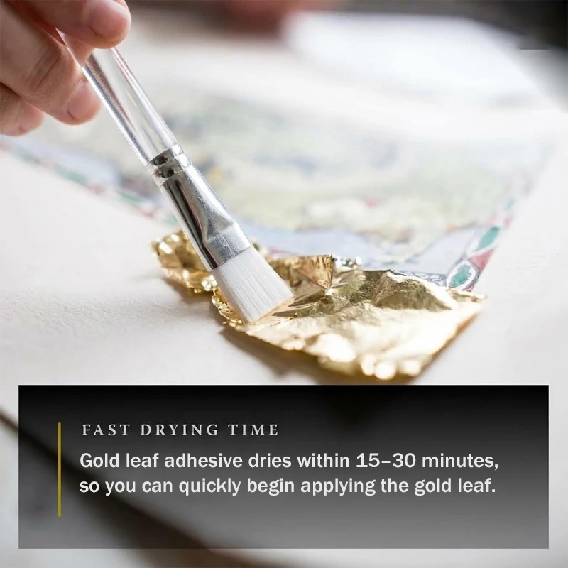 Gilding Adhesive Glue and Water Based Varnish Kit with 100 Gold Foil Sheets Brushes Gloves for DIY Crafts Wood Decor 60ml