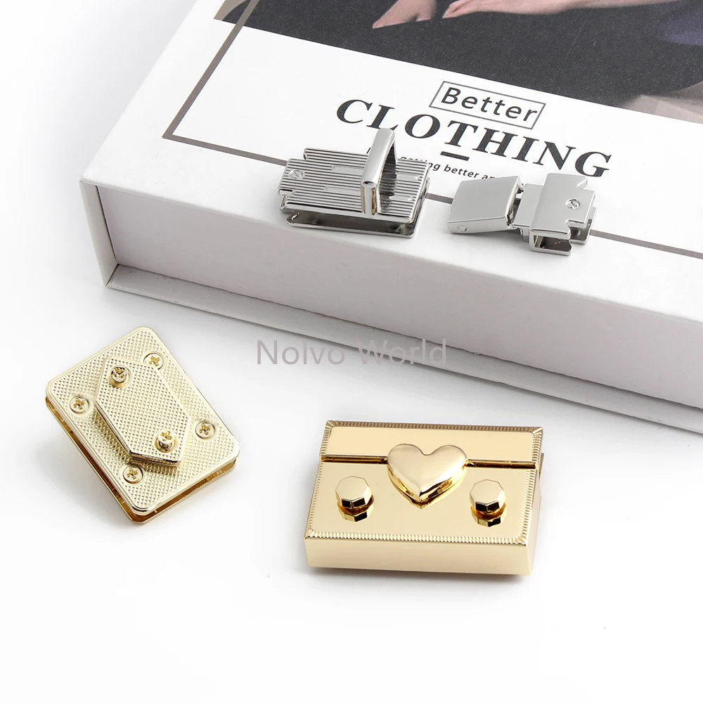 Gold/Silver Metal Press Push Lock For Briefcase Handbag Bags Purse Spring Lock Snap Decorative Clasps Closure Buckle Accessories