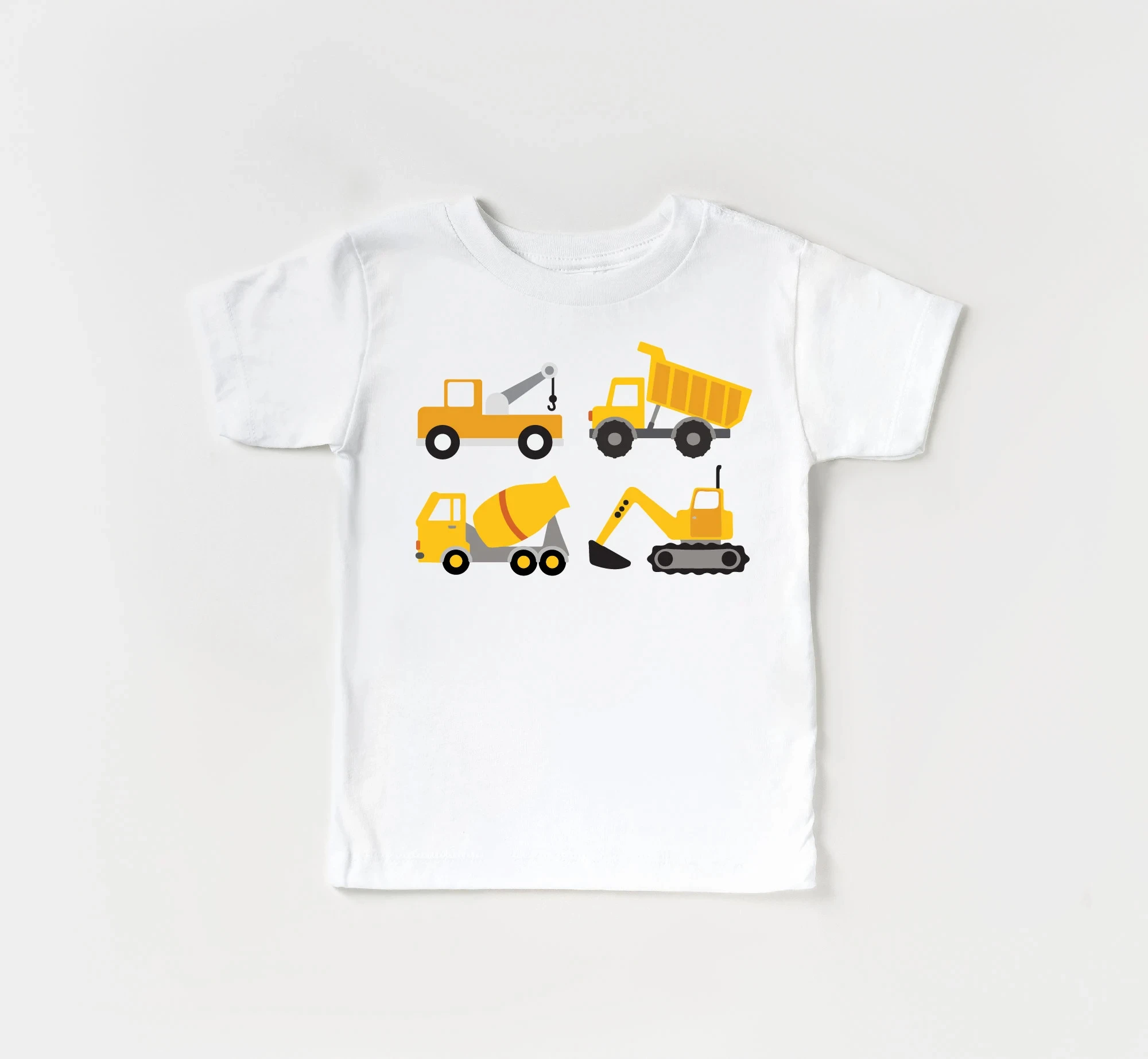 Bau-LKW-Bagger Dump Crane Truck Bulldozer T-Shirt Kurzarm Sommer Mädchen Jungen Shirt Casual Tops Crewneck Kleidung