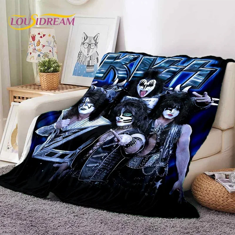 Kiss Rock Heavy Metal Band Gene Paul Soft Flannel Blanket for Bed Bedroom Sofa Picnic,Throw Blanket for Outdoor Leisure Nap Gift