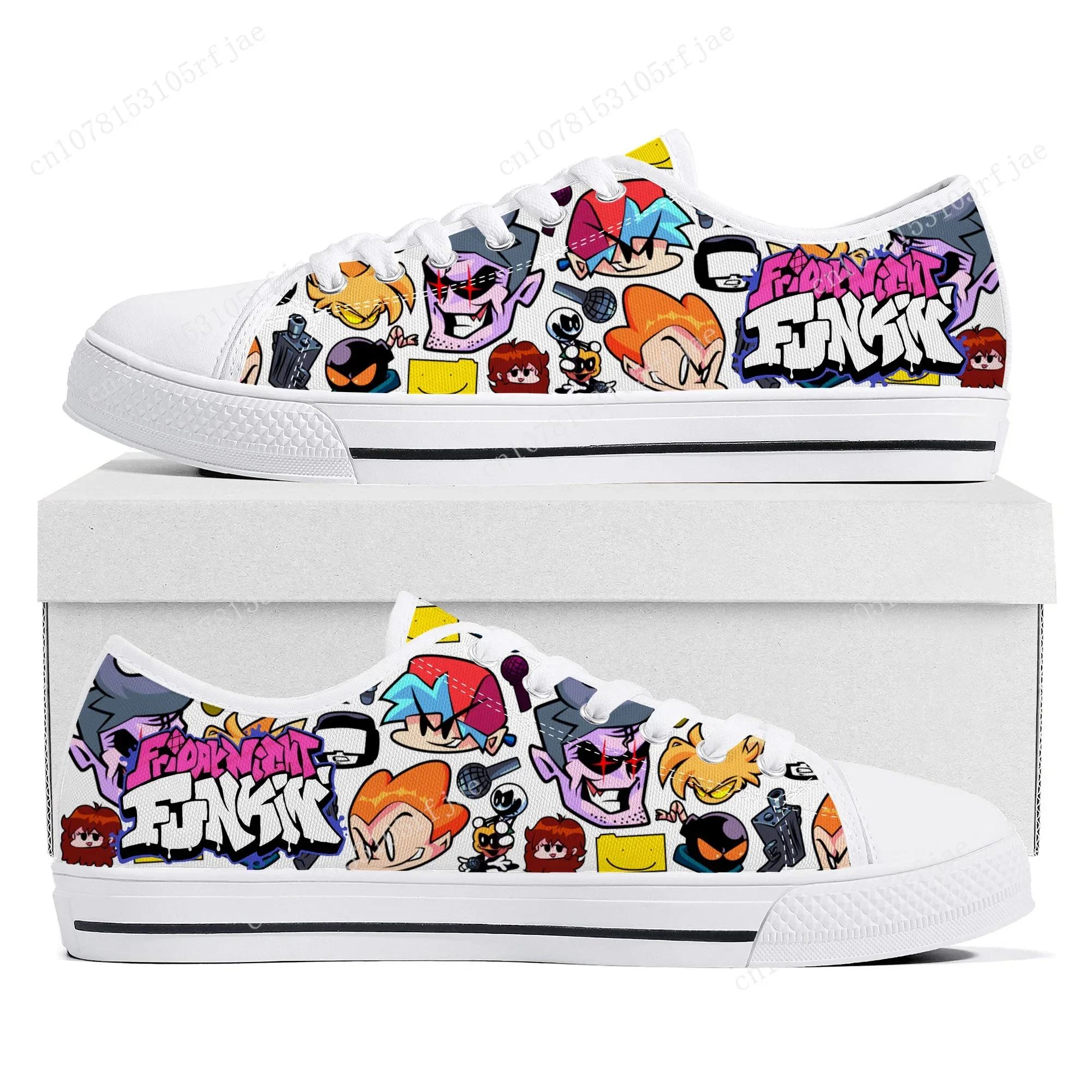 

Funkin Cartoon Night Game Friday Low Top Sneakers Womens Mens Teenager High Quality Canvas Sneaker Couple Custom Built Shoes