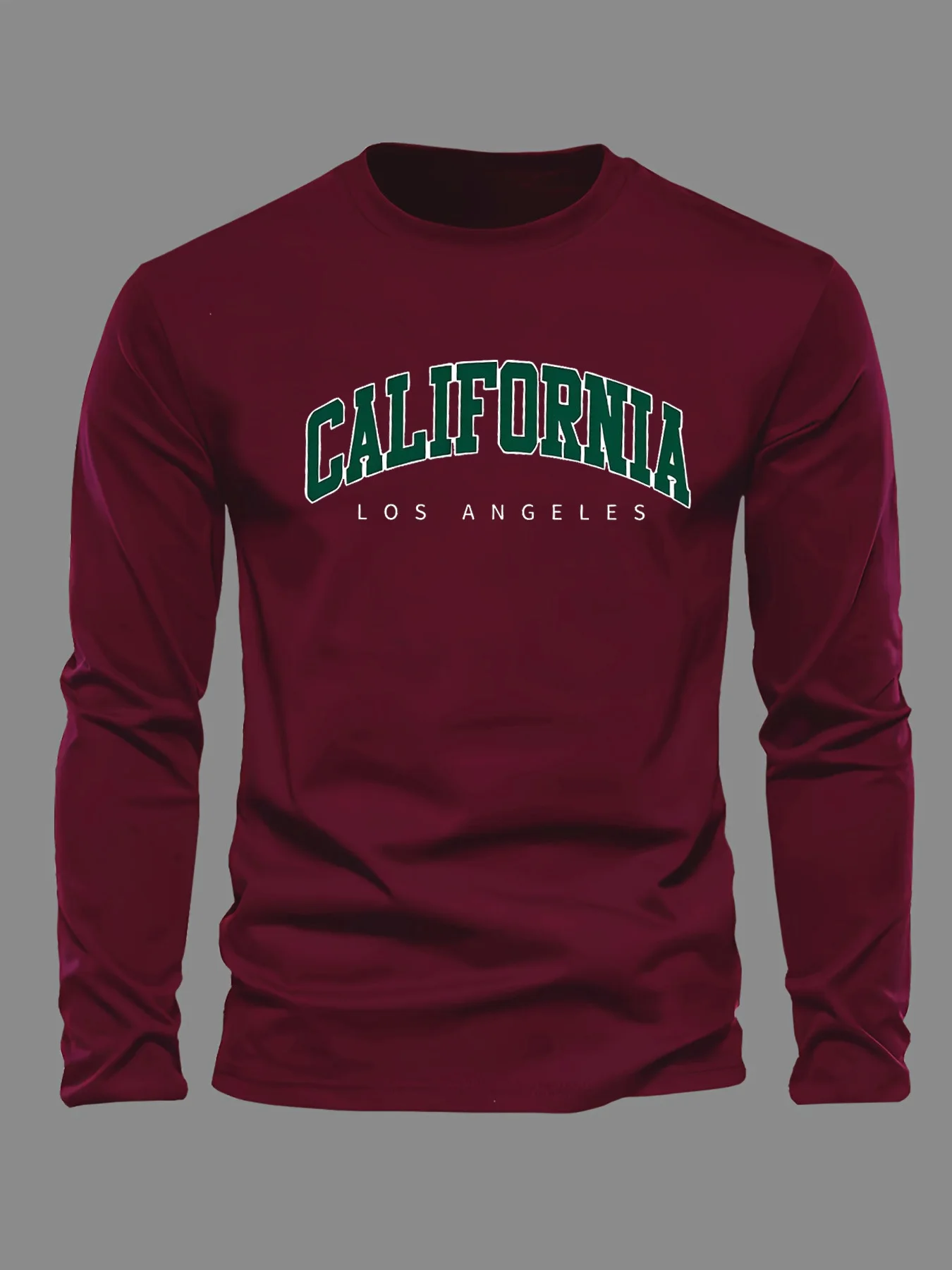 100% Pure Cotton Men's Long Sleeved Round Neck Loose Casual California Letter Printed Spring and Autumn Versatile T-Shirt Top view 5