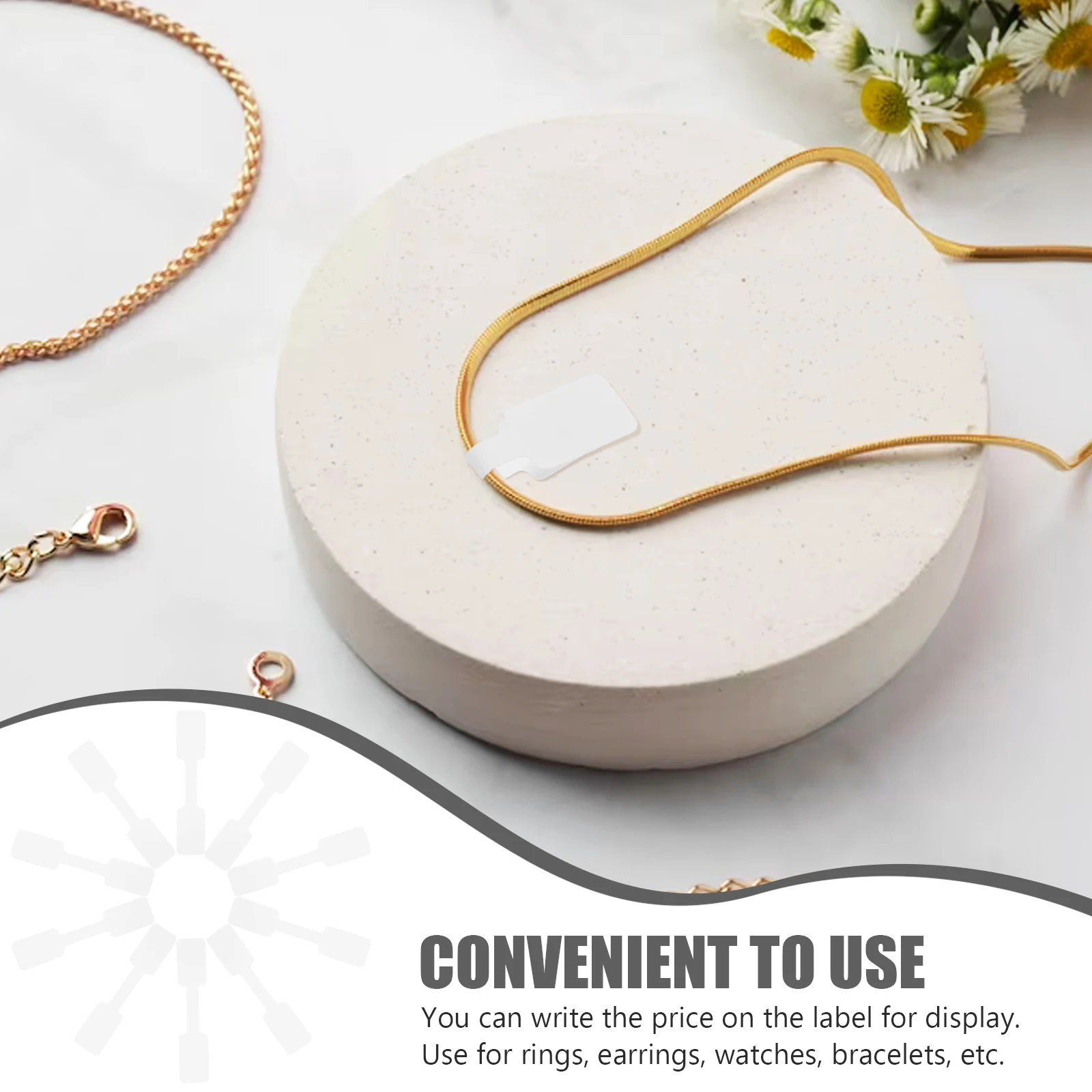 

100 Pcs Sticky Jewelry Label Stickers Display Card White Kraft Paper Tags for Selling