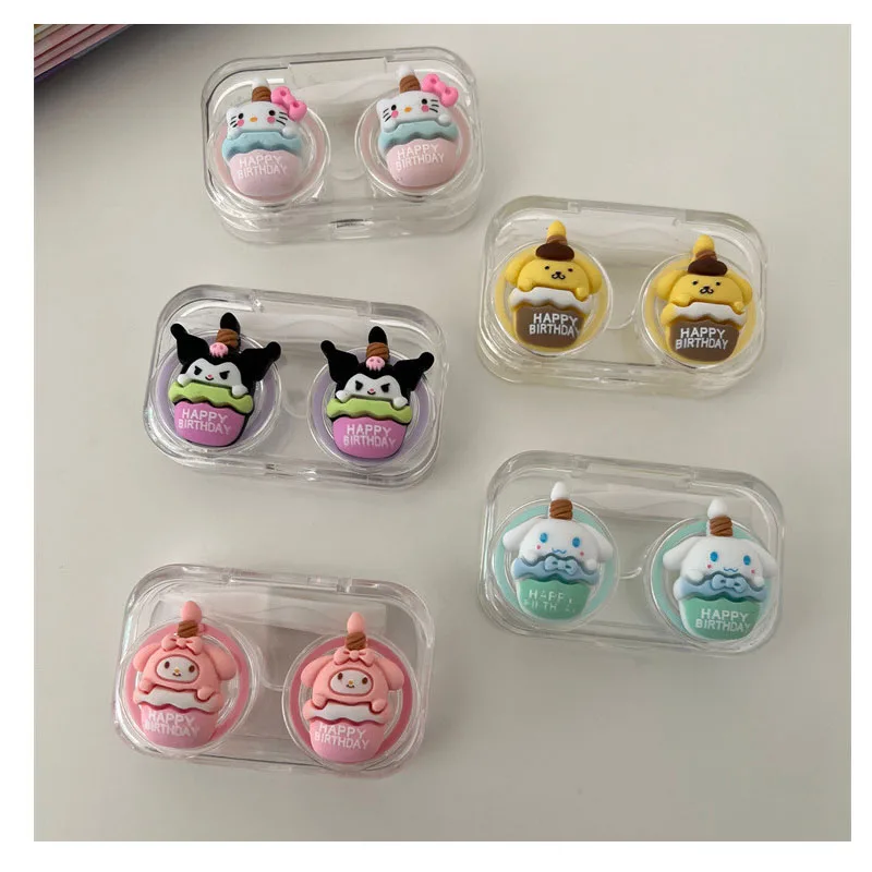 

Sanrio Hello Kitty Contact Lens Case Cartoon Lenses Storage Box Anime Mini Travel Portable Contact Lens Box Transparent Casees