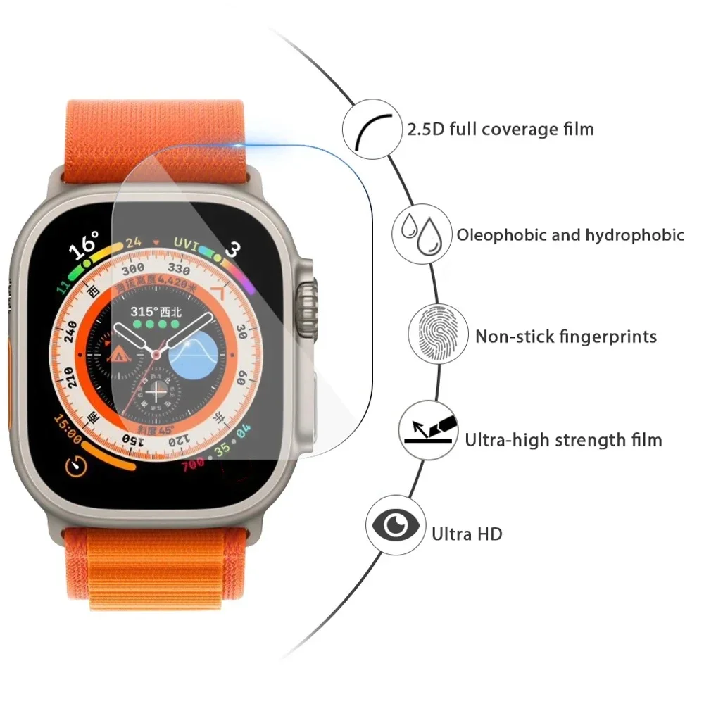 HD Tempered Glass for Apple Watch Ultra 49mm Screen Protector Anti-Scratch for Apple Watch 8 Pro 49mm Smartwatch Protective Film